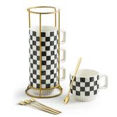 Miamolo Stackable Mug Set of 4 with Rack showcasing 11oz capacity for easy serving