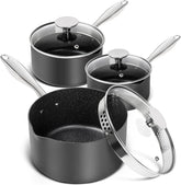 Michelangelo 1.5qt saucepan with pour spout for easy draining