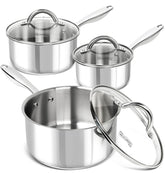 MICHELANGELO saucepan set 1qt with lid for quick sauces and reheating.