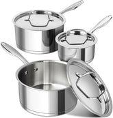 Michelangelo 1qt saucepan with lid for small-batch sauces.