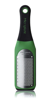 Microplane Artisan Parmesan grater close-up with fine blade for superfine texture.