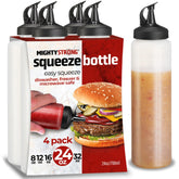 MIGHTY STRONG four-pack bottles with easy-pour-cap for mess-free pouring