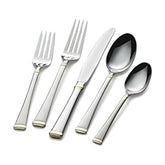 Mikasa Gold Accent Harmony dinner forks close-up with gold trim for elegant dining