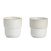 MIKIGEY embossed stripes espresso cups add farmhouse charm to daily coffee rituals.