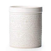 MIKIGEY lace-embossed ceramic utensil holder adds vintage charm and organized counter space.
