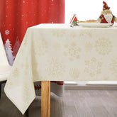 MikiUp jacquard Christmas tablecloth in cream and gold for elegant holiday dining