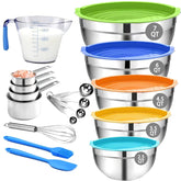 MIKULA mixing bowls with airtight lids for organized storage.