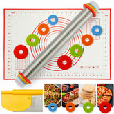 MIKULA rolling pin with thickness rings for precise dough thickness and control.
