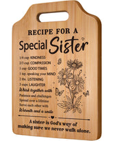 Milcier sister cutting board with poem engraving for a heartfelt birthday gift.