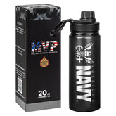 Military Gift Shop US Navy water bottle with laser-engraved emblem for bold everyday wear