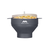 Mindful Design popcorn bowl with closed gray lid for safe popping