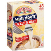 Mini Moo's half-and-half 48 single-serve cups offer convenient, shelf-stable coffee cream.