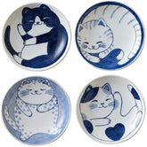 MINO WARE cat-design small plate for sushi and sauces in fine porcelain