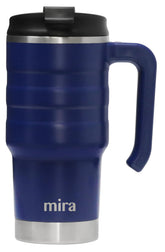 MIRA 20 oz insulated travel mug with spill-proof flip lid for secure on-the-go use.