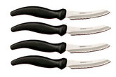 Miracle Blade III 4-Piece steak knife set side view shows sharp blades for precise slicing.