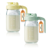 Miradexic 32oz glass pitcher with lid and spout for mess-free pouring