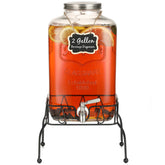 MiraEase 2-gallon glass dispenser with stand for easy party serving.