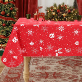 misaya Bells waterproof tablecloth provides spill protection for festive meals.