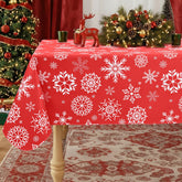 Misaya red snowflake 60x120 tablecloth protects surfaces during festive dining