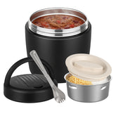 Misonea Thermo 32oz hot food jar with vacuum insulation keeps meals warm for hours.