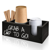 Mistod coffee station organizer keeps cups and lids neatly arranged on the counter.