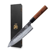 MITSUMOTO SAKARI 8 inch Gyuto blade close-up shows ultra-sharp precision for slicing