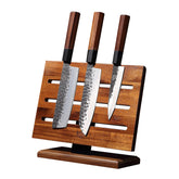 MITSUMOTO SAKARI knife block front view with strong magnets for organized counter storage.