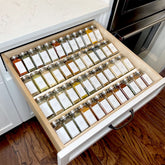 MIUKAA clear acrylic spice drawer 4-tier setup for organized kitchen storage.
