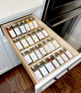MIUKAA clear acrylic spice drawer organizer in 4-tier design keeps spices neat.