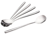 MIUPOO Korean soup spoons with long stainless handles, ideal for everyday dining.