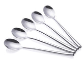 MIUPOO Korean spoon long-handle in silver for easy stirring of soups.