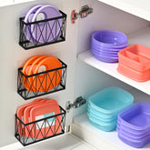 MIXISAV large lid organizer inside cabinet for easy lid access.