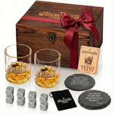 Mixology & Craft whiskey stones and glasses provide a complete at-home tasting kit for consistent temps.