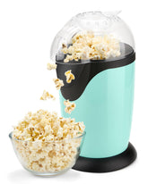 Miyugame hot air popcorn maker front view, showcasing quick, oil-free snacking for movie nights.