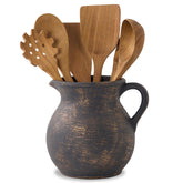 MIYUKI rustic pitcher-shaped utensil holder adds vintage charm to counters while organizing tools.