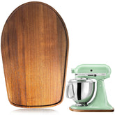 MJFAJAZF acacia wood mixer slider mat on counter shows easy repositioning for KitchenAid 4.5-qt