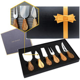 MJuAn Premium 6-Piece Cheese Knife Set with Acacia wood handle for elegant serving