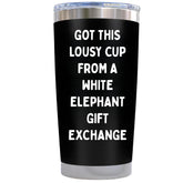 MJZAKEFR funny white elephant tumbler front view keeps beverages at ideal temperatures