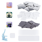 MK.Bear square button kit metal cover for durable magnets with clean edge protection.