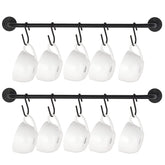 Mkono Mug Holder Wall Rack front view with 10 hooks for organized mugs.