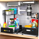 Mlinavn 2 tier under sink organizer with pull out drawer for easy access