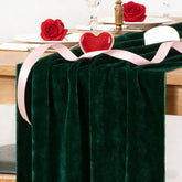 MLMC velvet table runner in emerald green drapes elegantly for weddings and celebrations