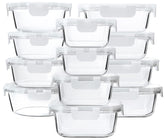M MCIRCO 24-piece glass containers, top view, varied sizes for meal prep.