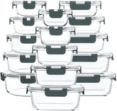 M MCIRCO glass storage set with lids provides airtight freshness for organized fridge storage.