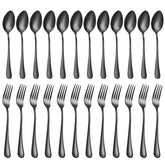 MNLWSP black forks close-up shows durable stainless steel for daily use.