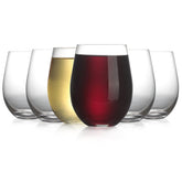 Modvera stemless 18oz glass pour showing enhanced aroma and elegance