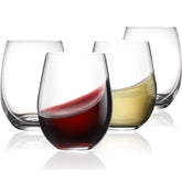 Modvera stemless wine glass 4-pack for elegant table setting.