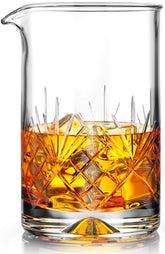 MOFADO crystal mixing glass 24oz top view highlights clarity for cocktails.