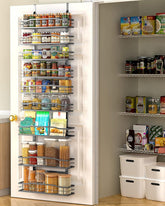 Moforoco 9-tier door pantry organizer demonstrates space-saving design.