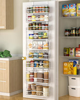 Moforoco white 9-tier pantry organizer, front view, saving door space